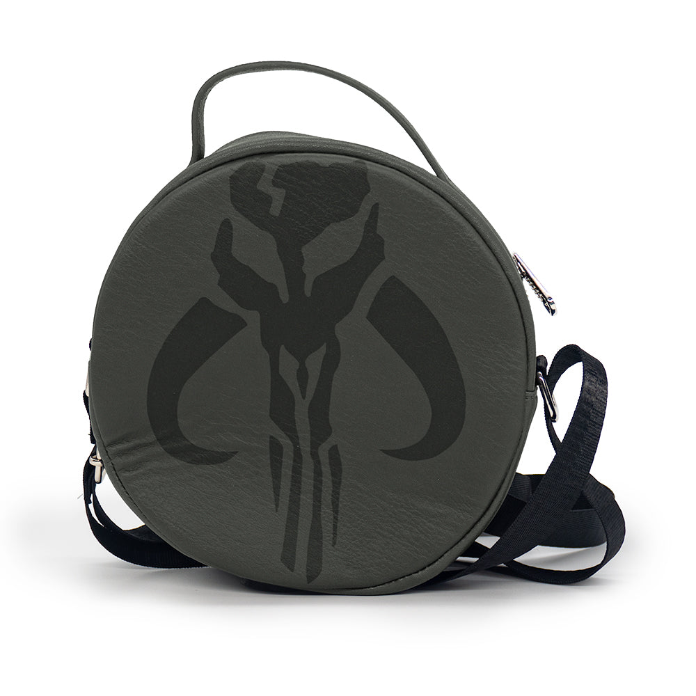 Round Crossbody Bag - Star Wars The Book of Boba Fett Bounty Hunter and Kyr'bes Mythosaur Icon Grays