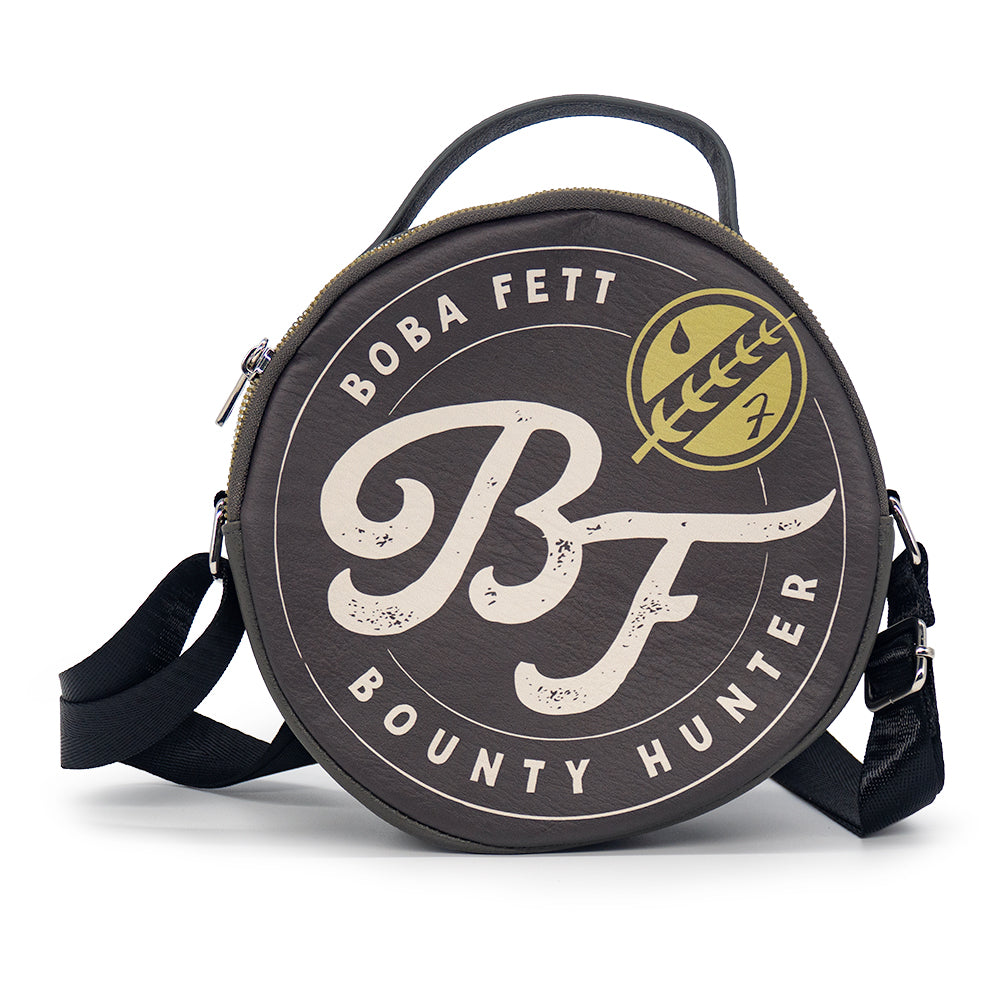 Round Crossbody Bag - Star Wars The Book of Boba Fett Bounty Hunter and Kyr'bes Mythosaur Icon Grays