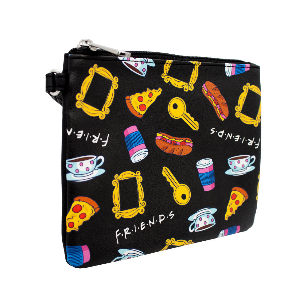 Women's Wallet Single Pocket Wristlet - Friends Television Show Icons Collage Black Multi Color