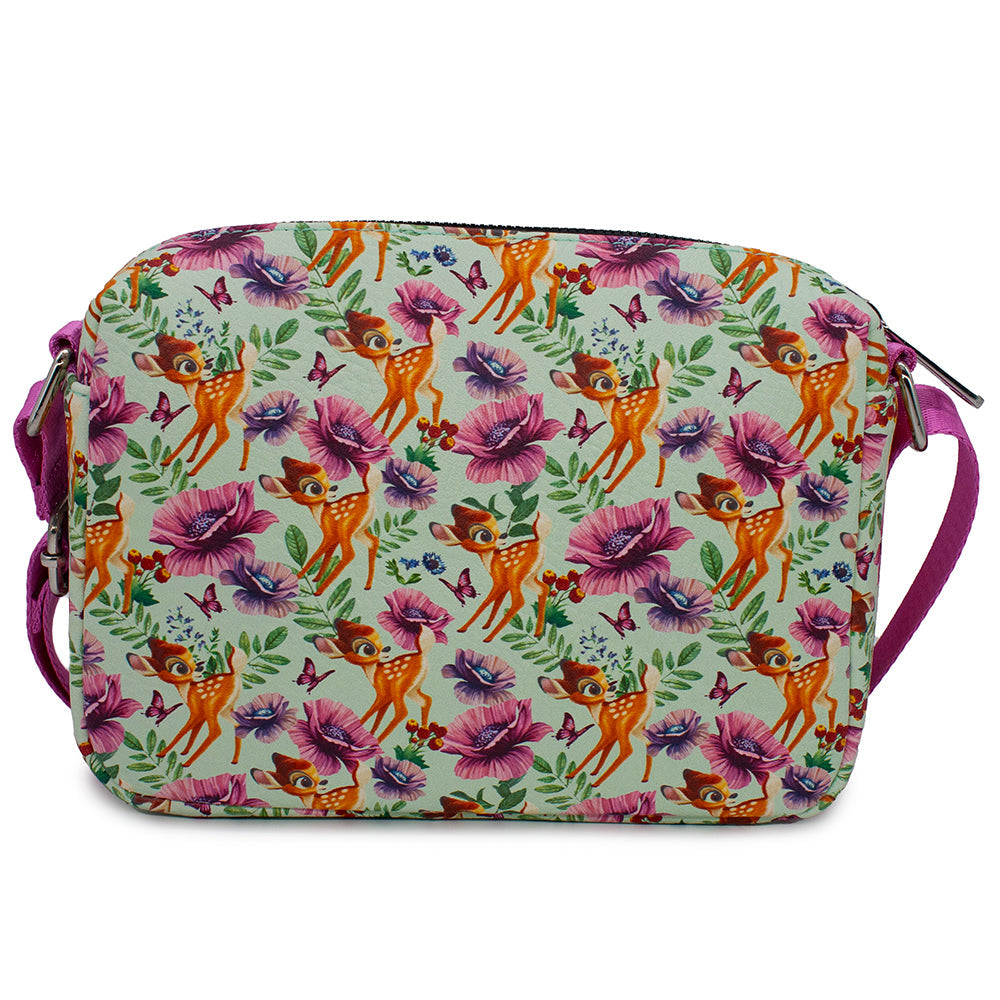 Women's Horizontal Crossbody Wallet - Bambi Floral Nature Collage Light Green