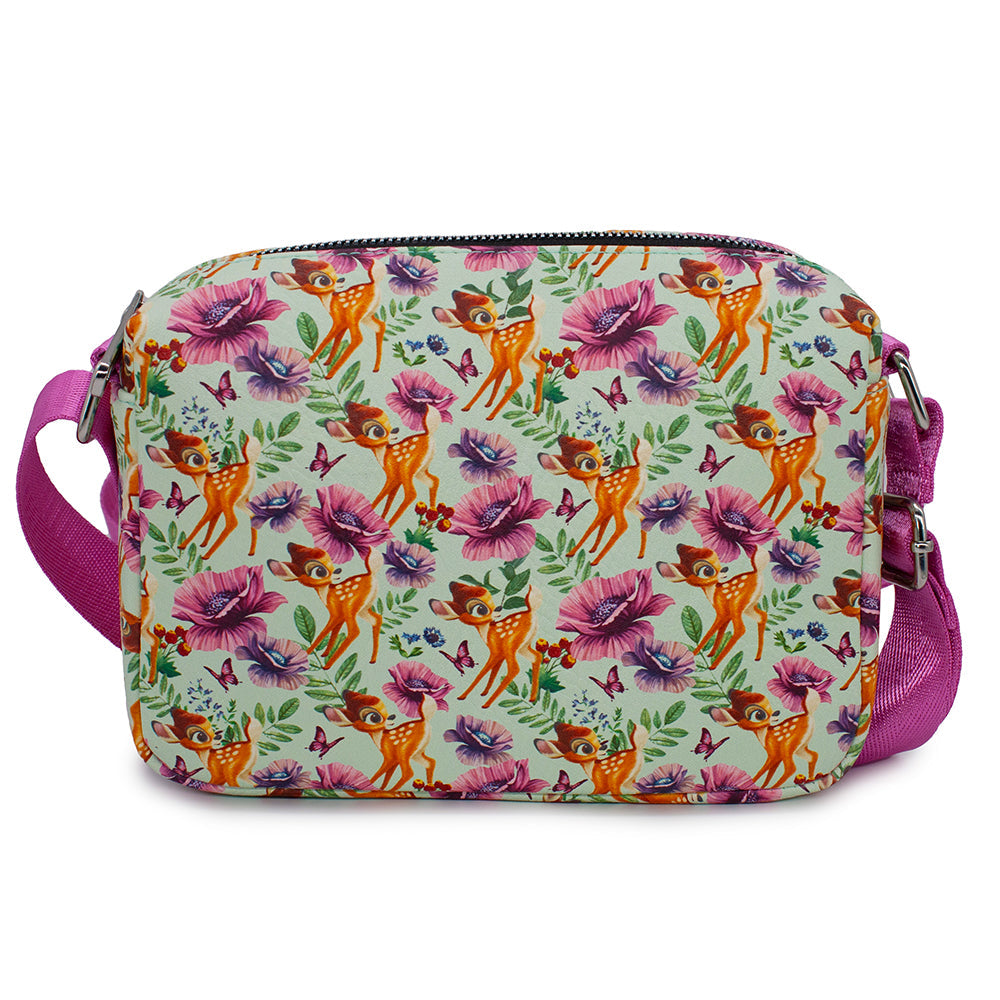 Women's Horizontal Crossbody Wallet - Bambi Floral Nature Collage Light Green