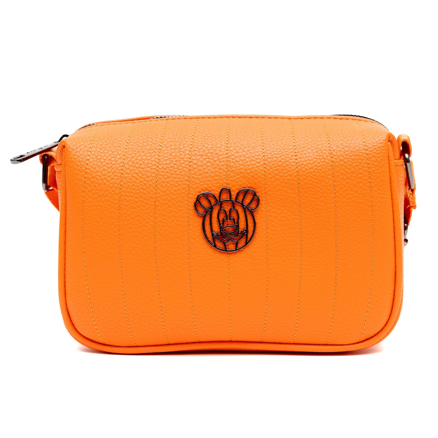 Disney Vegan Leather Crossbody Rectangle Bag, Mickey Mouse Halloween Jack O Lantern, Orange, 8.5" x 6.5"