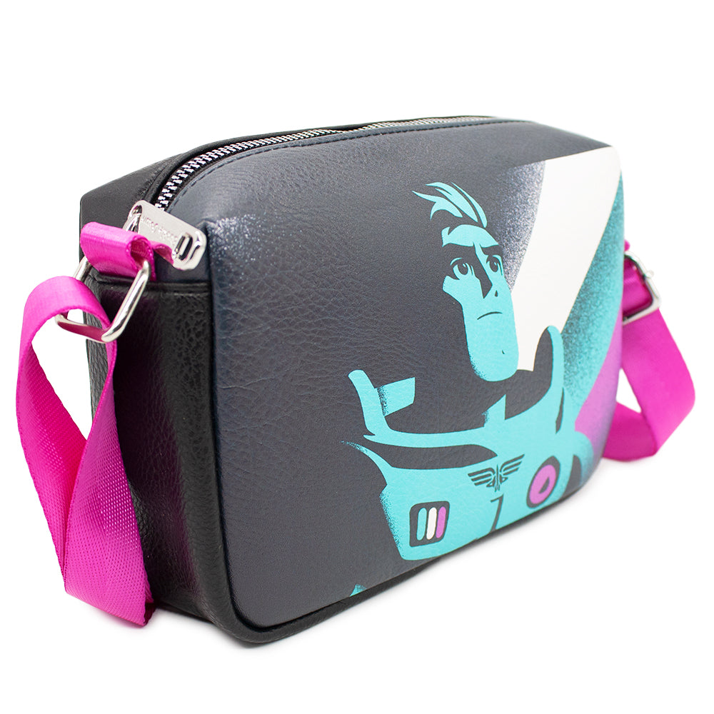 Horizontal Crossbody Wallet - Lightyear Buzz Silhouette Pose Black Teal Purple White