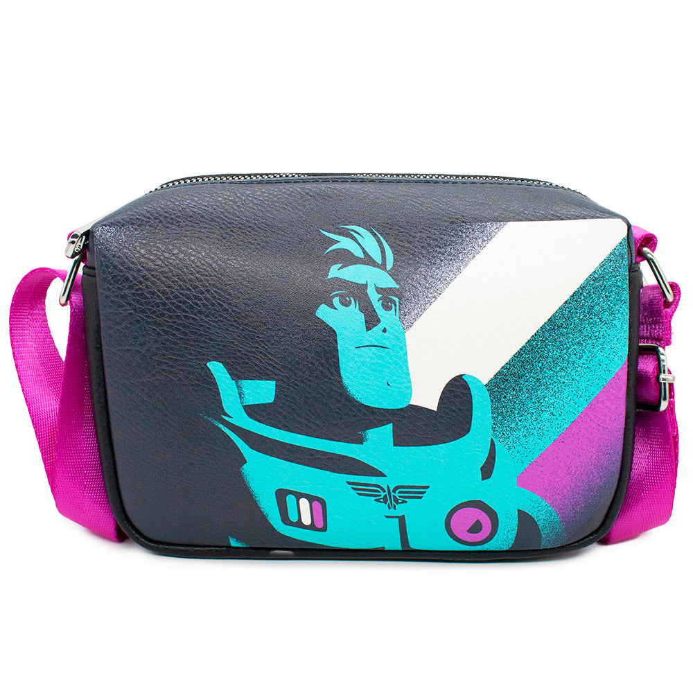 Horizontal Crossbody Wallet - Lightyear Buzz Silhouette Pose Black Teal Purple White