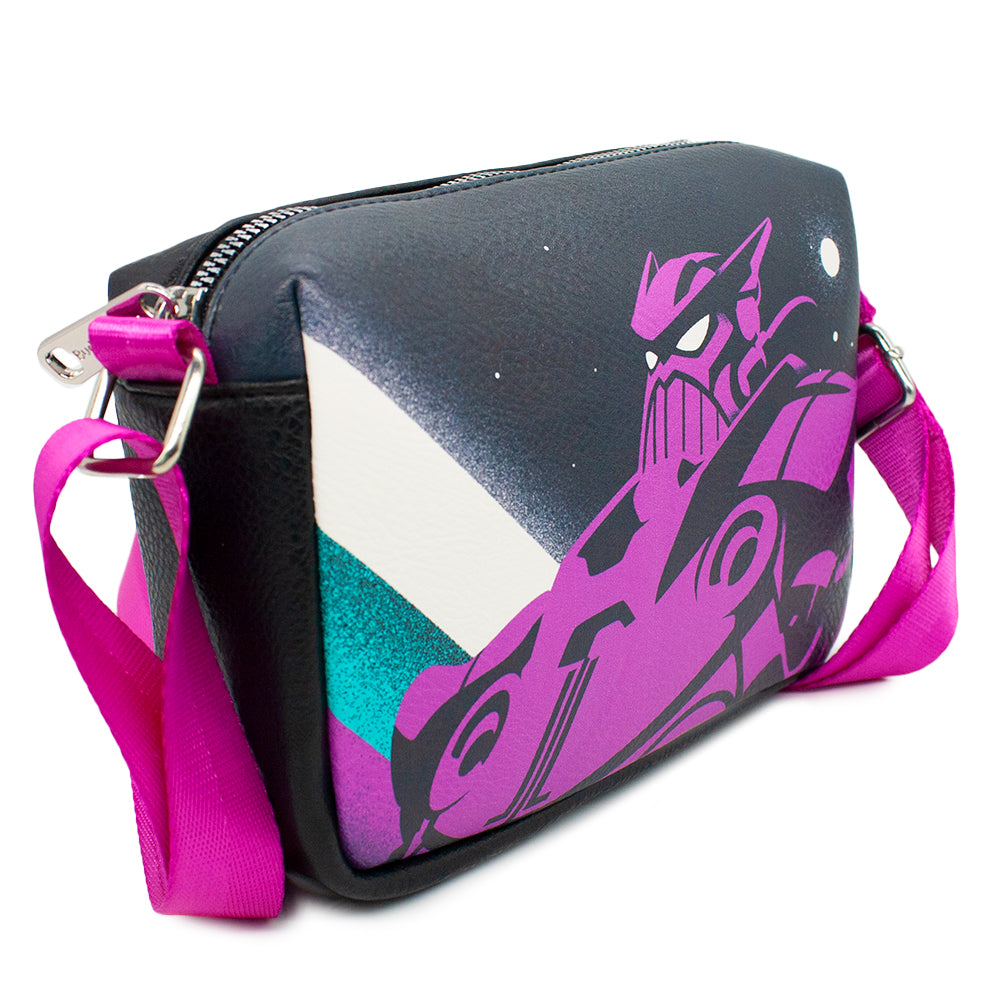 Horizontal Crossbody Wallet - Lightyear Zurg Silhouette Pose Black Purple Teal White