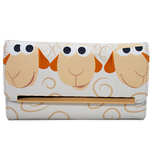 Envelope Fold Over Wallet PU - Toy Story Sheep Trio Billy Goat and Gruff Pose White Tan