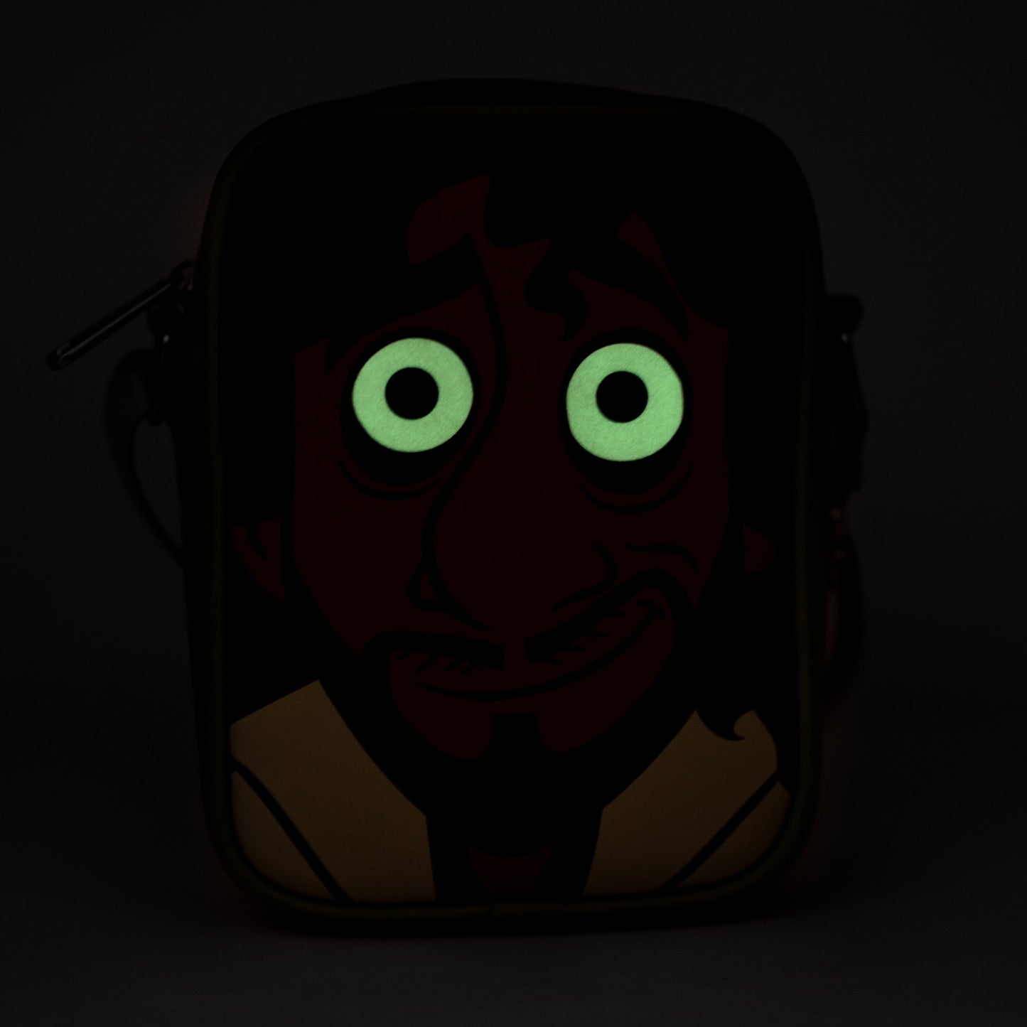 Disney Bag, Crossbody, Encanto Bruno Character Face Close Up with GITD Eyes, Green, Vegan Leather