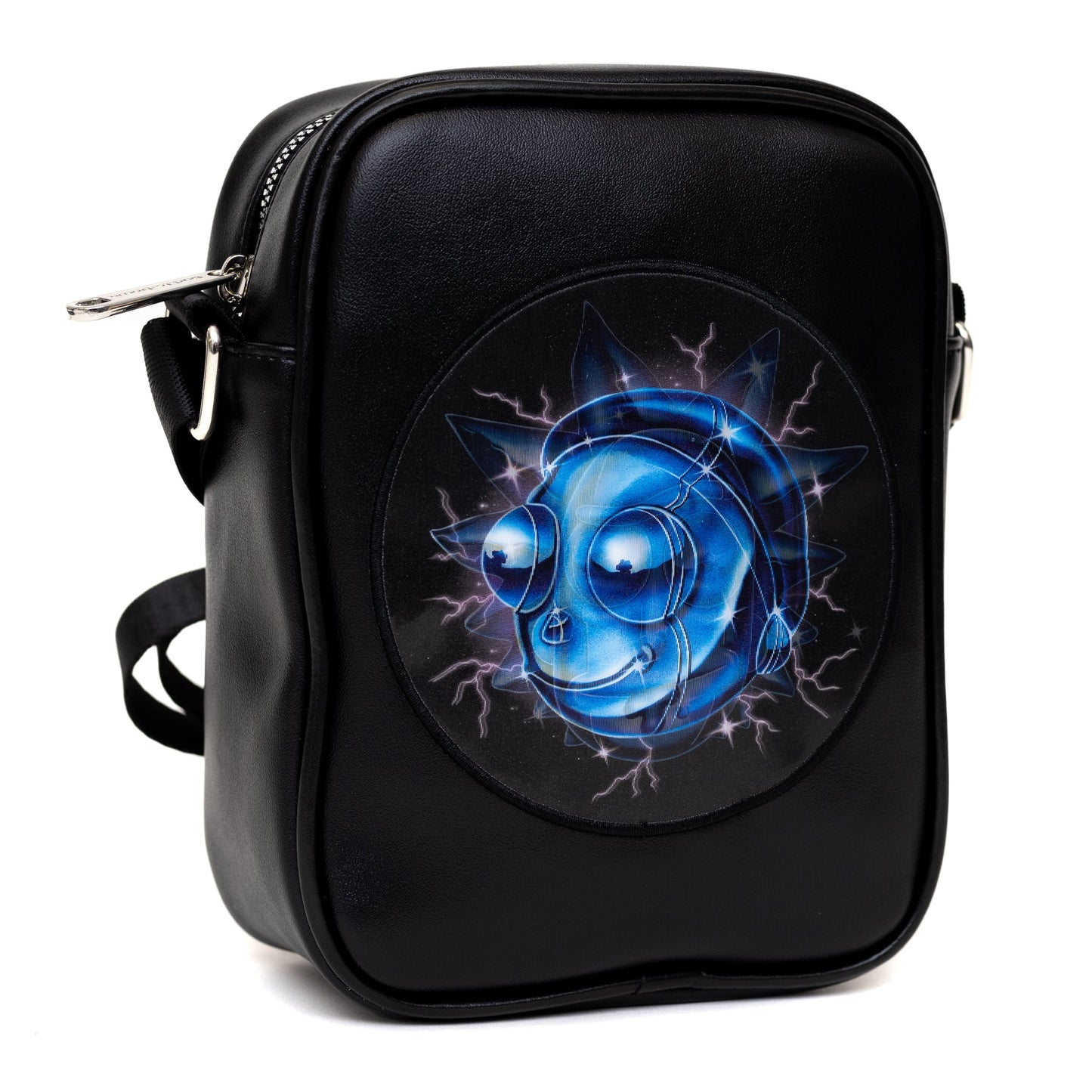 Rick and Morty Bag, Crossbody, Rick and Morty Lenticular Face Expression Applique, Vegan Leather