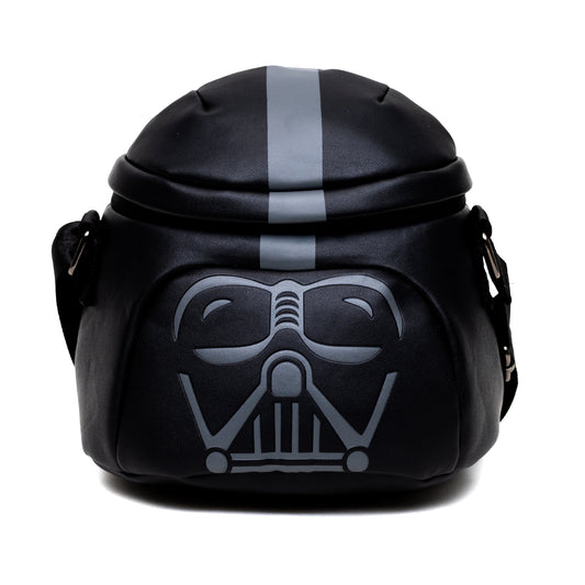 Star Wars Vegan Leather Crossbody Backpack for Men and Women with Adjustable Strap, Figural Darth Vader Helmet, Black