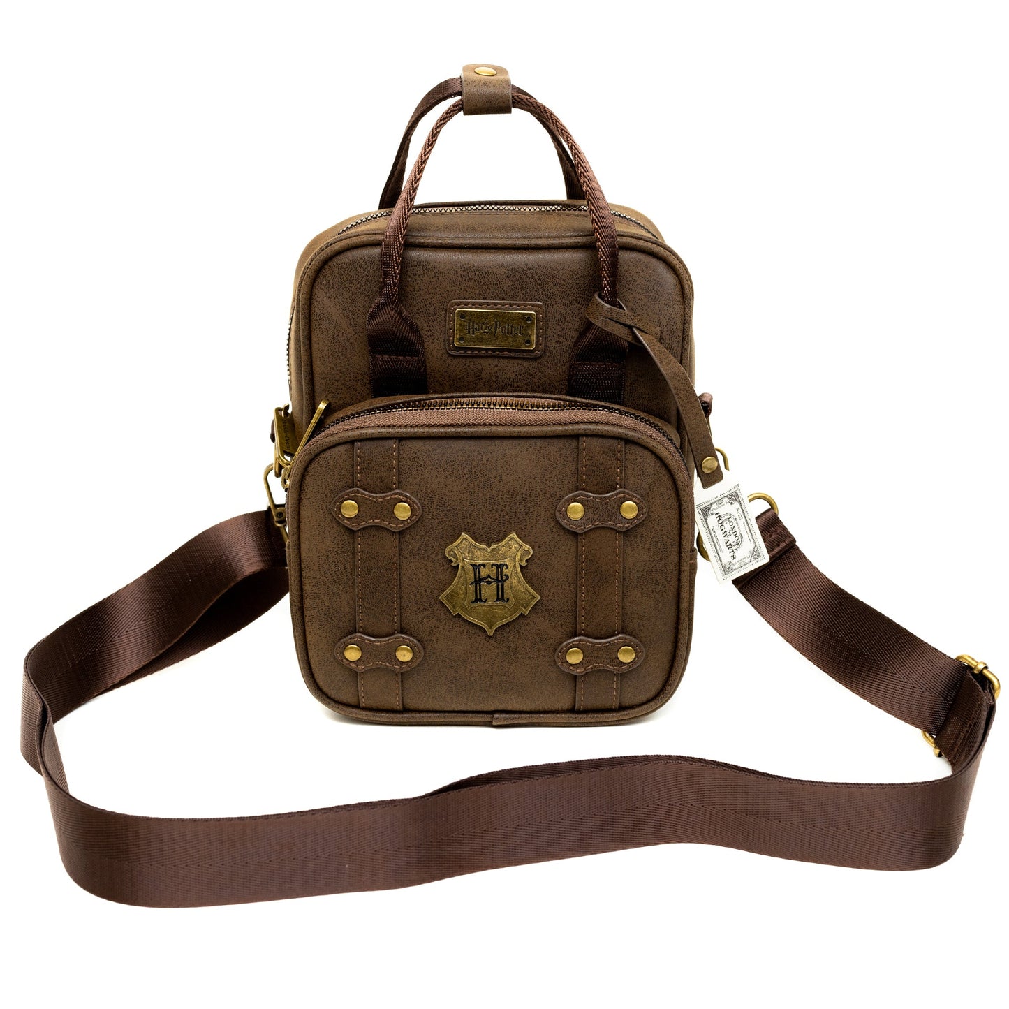 The Wizarding World of Harry Potter Bag, Crossbody, Harry Potter Hogwarts School of Witchcraft and Wizardry Brown, Vegan Leather