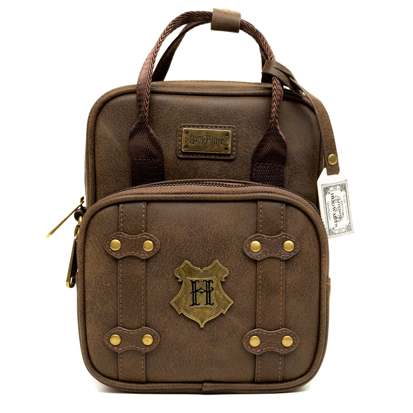 The Wizarding World of Harry Potter Bag, Crossbody, Harry Potter Hogwarts School of Witchcraft and Wizardry Brown, Vegan Leather