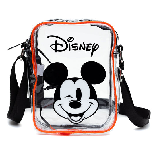 Disney Bag, Crossbody Light Up, Disney Mickey Mouse Winking Expression, Transparent, Clear PVC