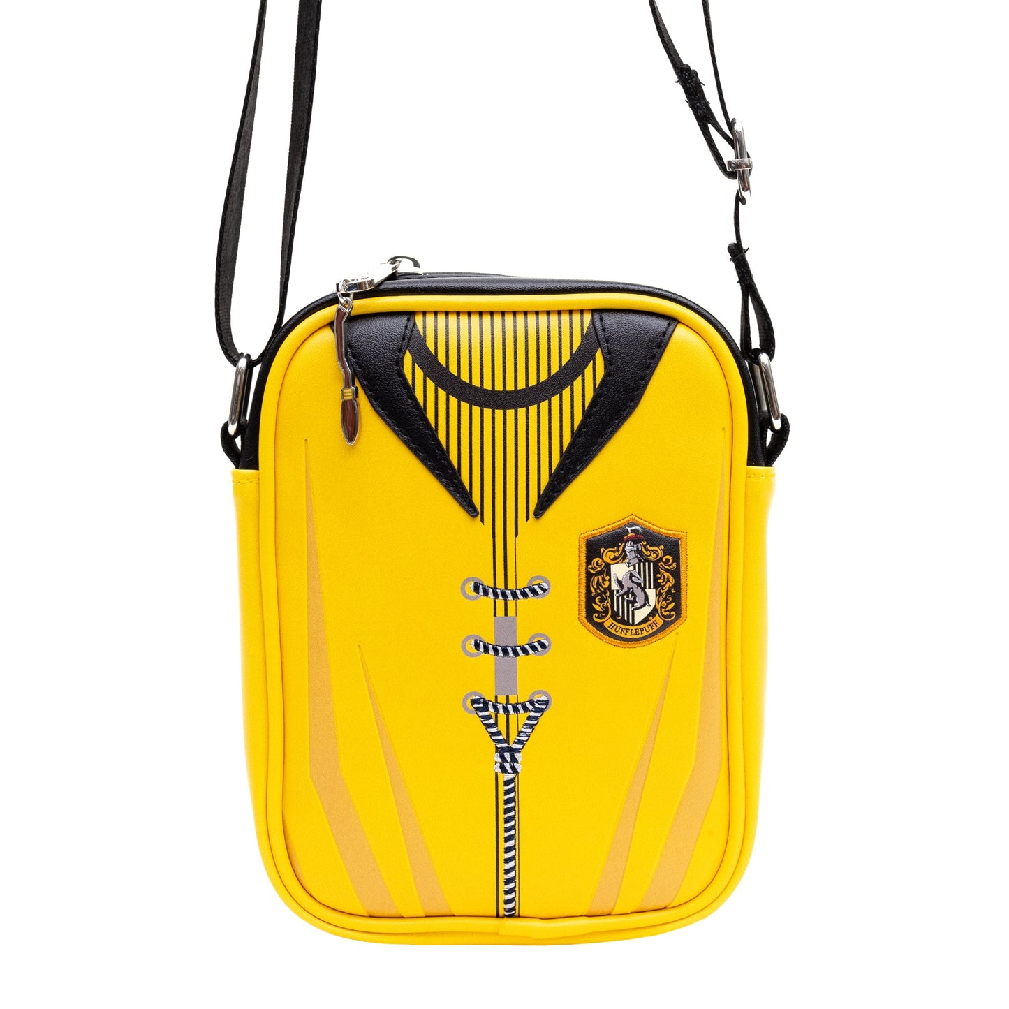 The Wizarding World of Harry Potter Vegan Leather Crossbody Bag with Adjustable Straps, Hogwarts Hufflepuff Quidditch Uniform