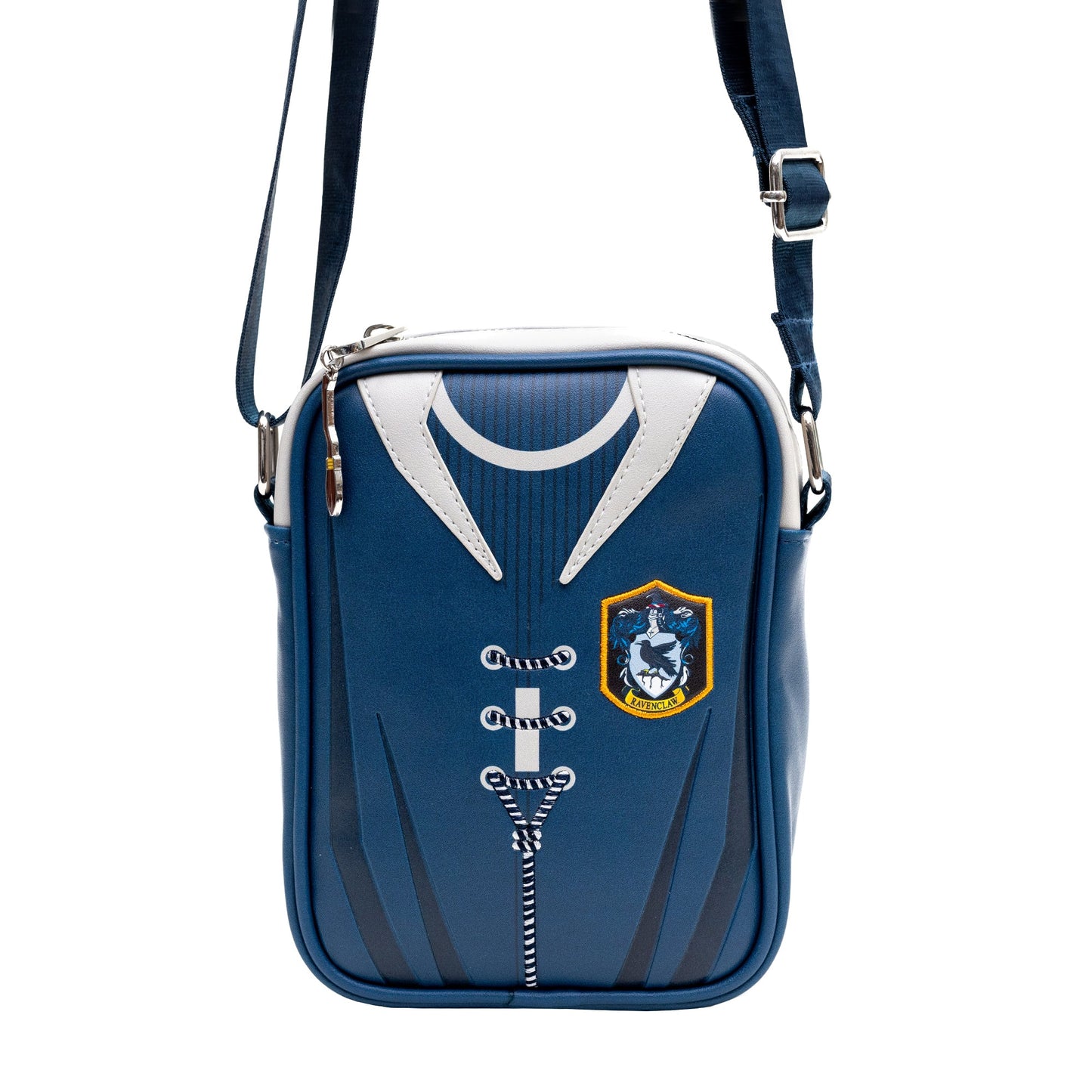 The Wizarding World of Harry Potter Vegan Leather Crossbody Bag with Adjustable Straps, Hogwarts Ravenclaw Quidditch Uniform Blue