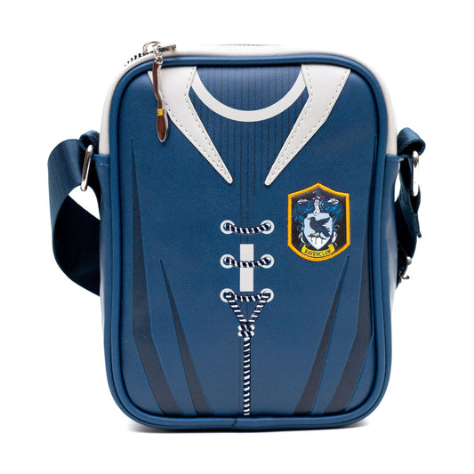 The Wizarding World of Harry Potter Vegan Leather Crossbody Bag with Adjustable Straps, Hogwarts Ravenclaw Quidditch Uniform Blue