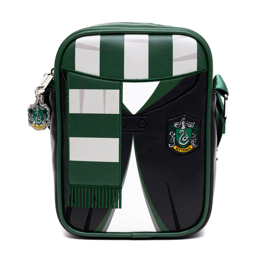 The Wizarding World of Harry Potter Bag, Crossbody, Harry Potter Hogwarts School Slytherin Uniform Embroidered, Vegan Leather