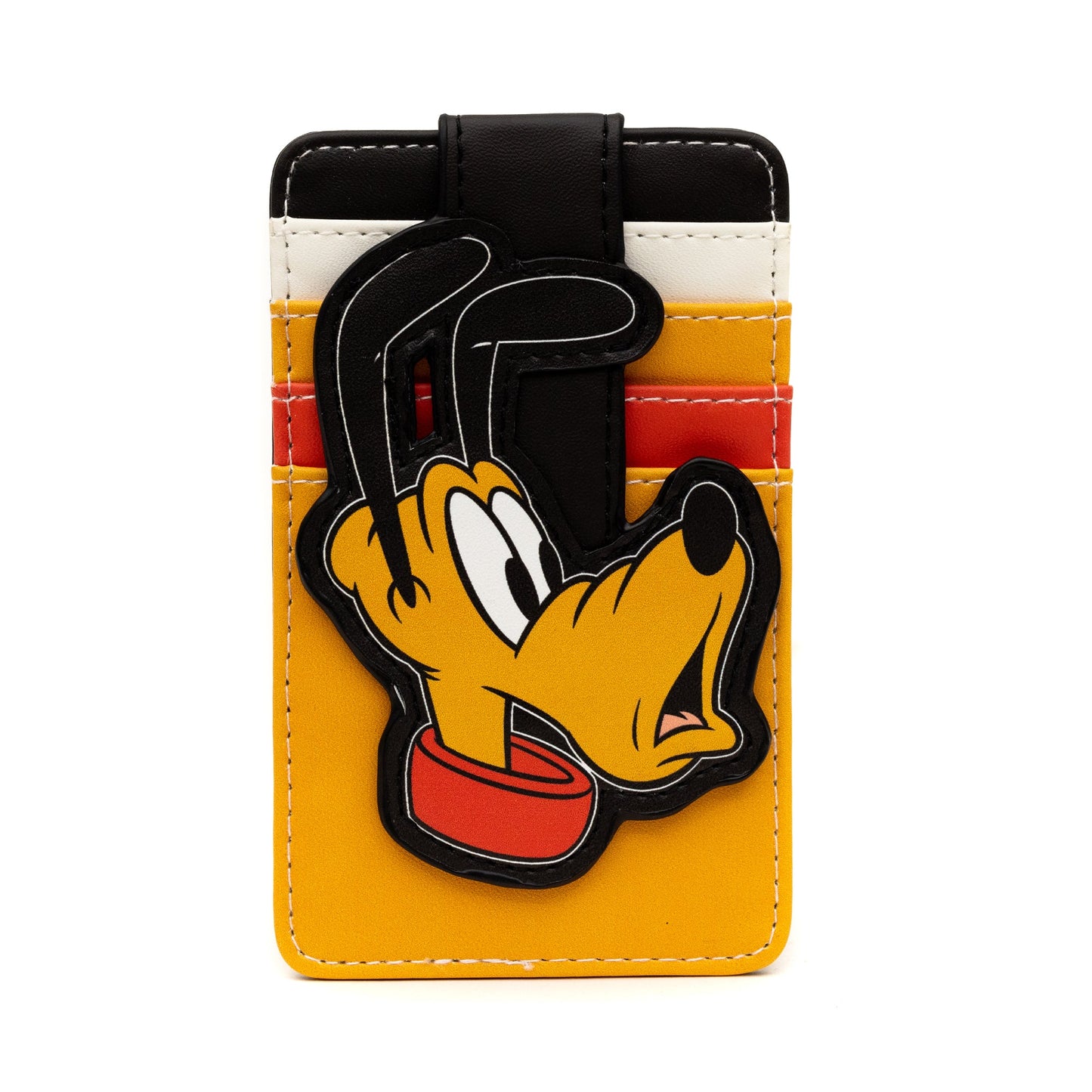 Disney Character Wallet, ID Card Holder, Pluto Expression, Orange, Vegan Leather, 3.0" x 5.0"