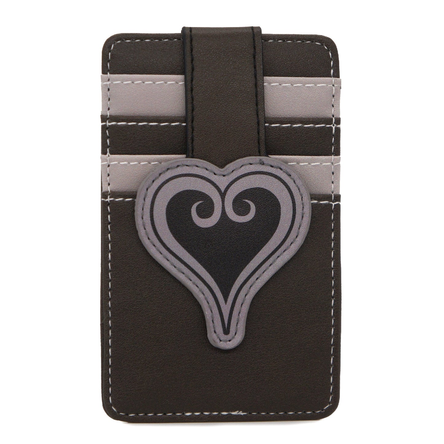 Disney Vegan Leather Wallet, ID Card Holder, Kingdom Hearts Heart Black Gray Slots