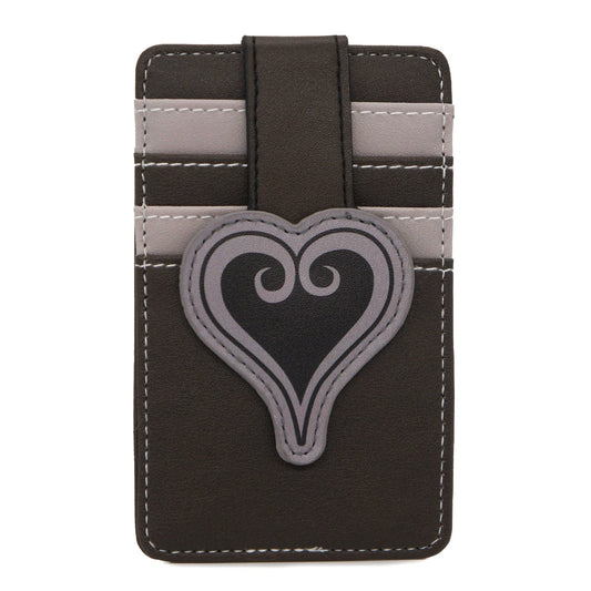 Disney Vegan Leather Wallet, ID Card Holder, Kingdom Hearts Heart Black Gray Slots