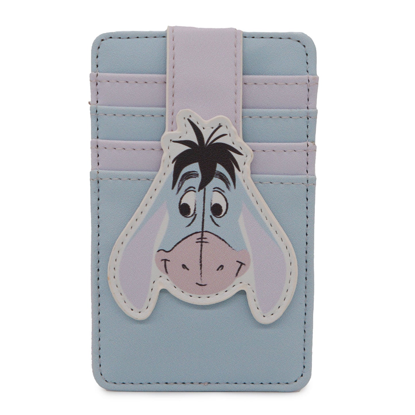 Disney Vegan Leather Wallet, ID Card Holder, Winnie the Pooh Eeyore Face Lavender Light Blue