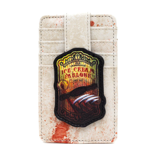 Warner Bros. Horror Movie Wallet, Character Wallet ID Card Holder, A Nightmare on Elm St Springwoods Ice Cream Parlour Tans Red, 3.0" x 5.0"