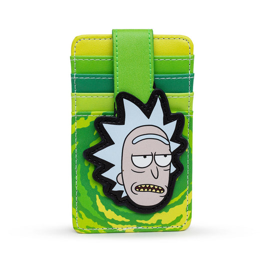 Rick and Morty Wallet, Character Wallet ID Card Holder, Rick and Morty Rick Face Yellow Green, Vegan Leather