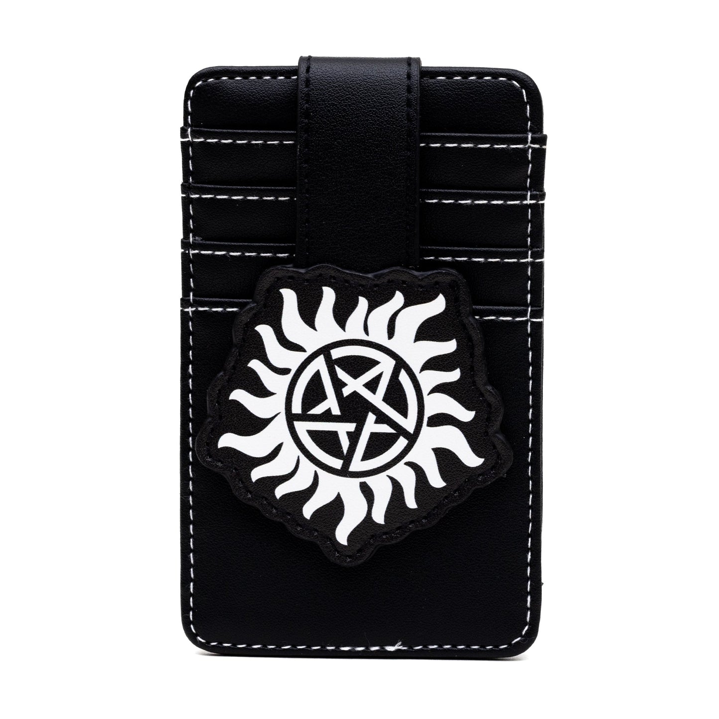 Supernatural Vegan Leather Wallet, ID Card Holder, Winchester Pentagram Black, 3.0" x 5.0"