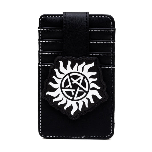 Supernatural Vegan Leather Wallet, ID Card Holder, Winchester Pentagram Black, 3.0" x 5.0"