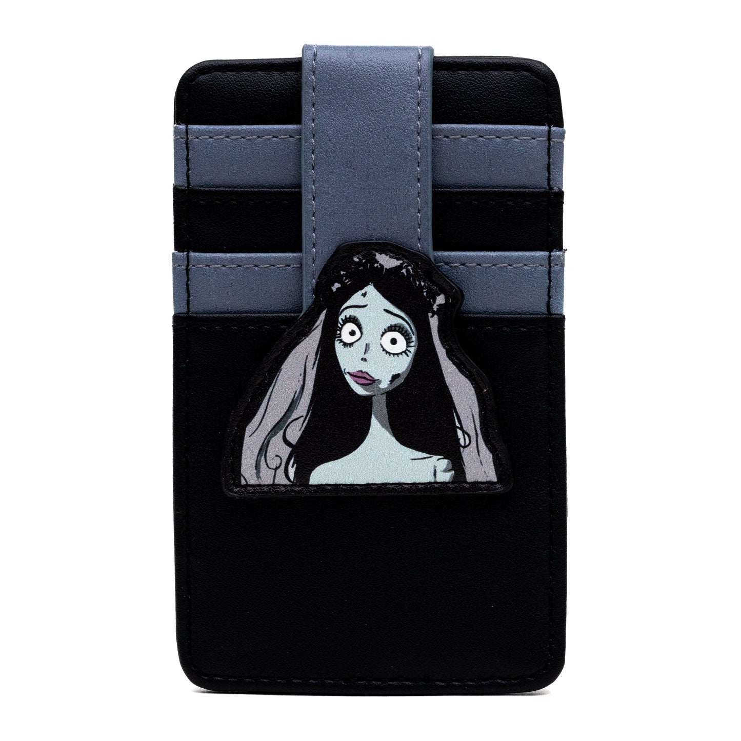 Horror Movies Vegan Leather Wallet, ID Card Holder, Corpse Bride Emily Pose Black Gray, 3.0" x 5.0"