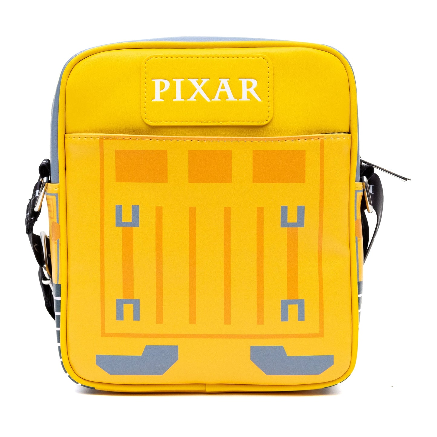 Disney Vegan Leather Crossbody Bag with Front Pocket, WALL E Robot Face and Circuit Board Yellows, 7.5" x 9"