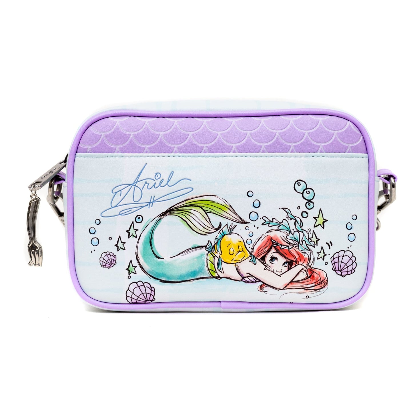 Disney Bag, Crossbody, The Little Mermaid Ariel Sebastian and Flounder Poses, Vegan Leather