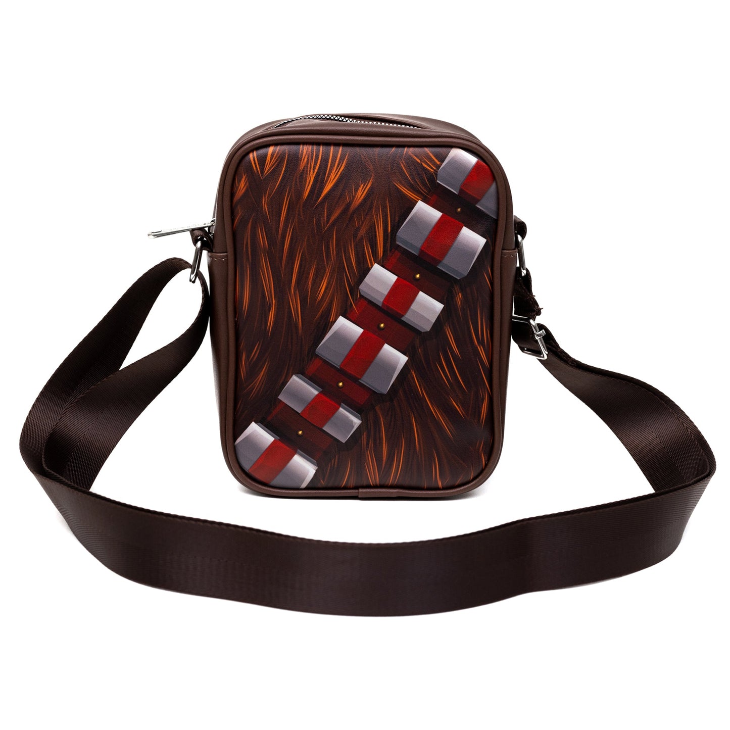 Star Wars Vegan Leather Crossbody Backpack for Men and Women with Adjustable Strap, Chewbacca Character Close Up, Brown