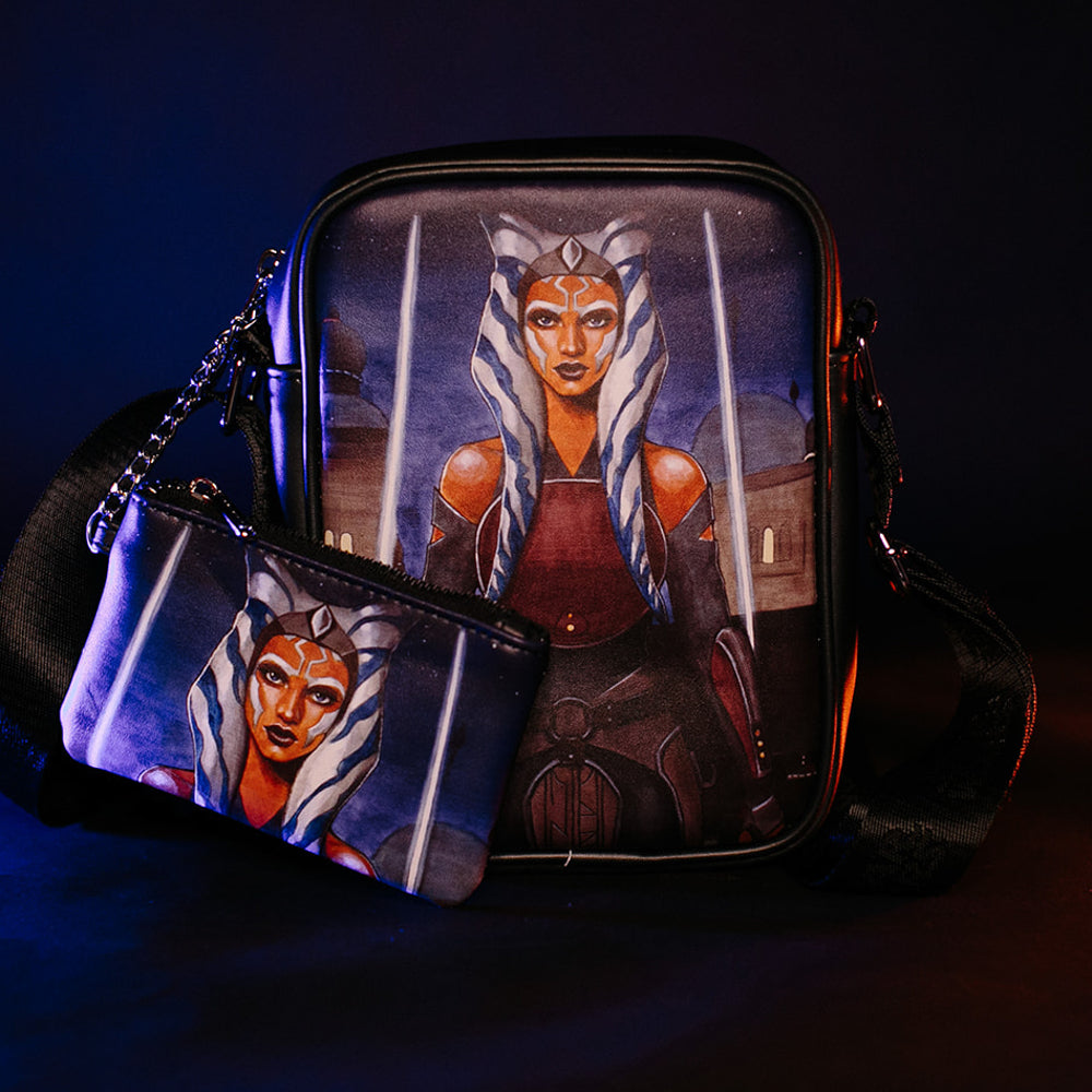 Star Wars Bag and Wallet Combo, Star Wars Ahsoka Tano Pose and Icon Black, Vegan Leather