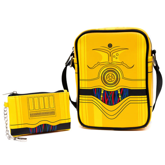 Star Wars Bag and Wallet Combo, Star Wars C3PO Droid Body Yellow, Vegan Leather