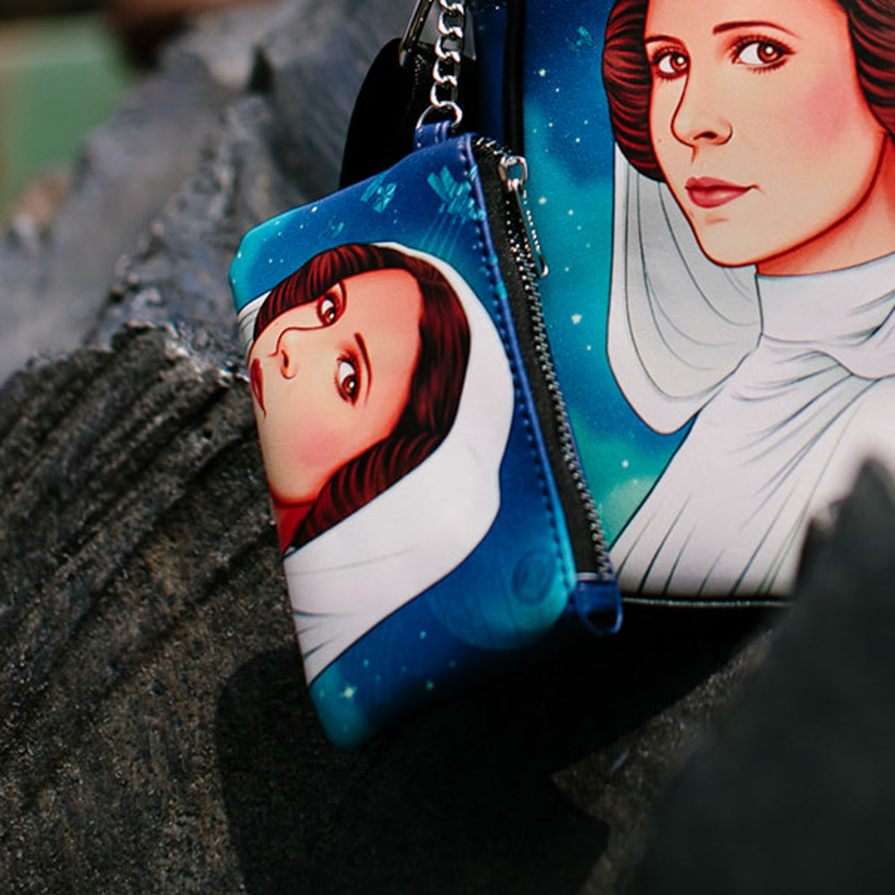 Star Wars Bag and Wallet Combo, Star Wars Princess Leia Pose Blue, Vegan Leather