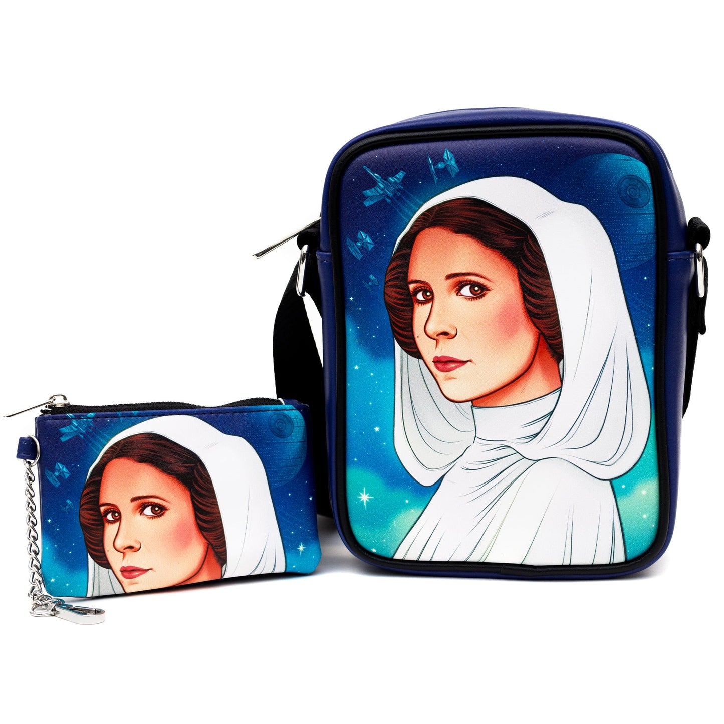 Star Wars Bag and Wallet Combo, Star Wars Princess Leia Pose Blue, Vegan Leather