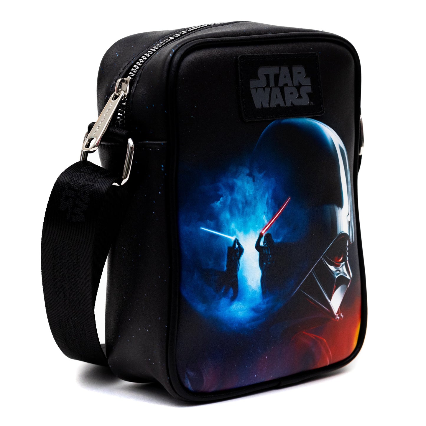 Star Wars Bag and Wallet Combo, Star Wars Darth Vader and Luke Skywalker Battle Scene Black, Vegan Leather