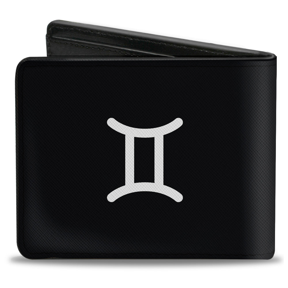 Bi-Fold Wallet - Zodiac GEMINI Symbol Black White