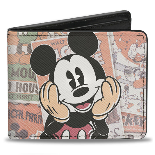 Bi-Fold Wallet - Classic Mickey Sitting Pose CLOSE-UP Stacked Comics