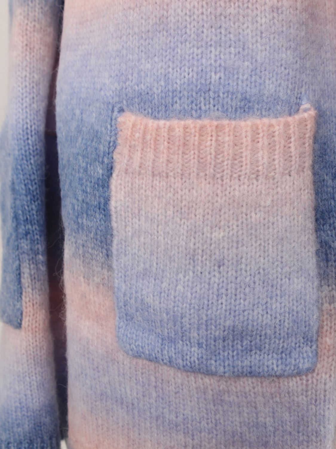 Angel Wings Pocketed Open Front Gradient Cardigan