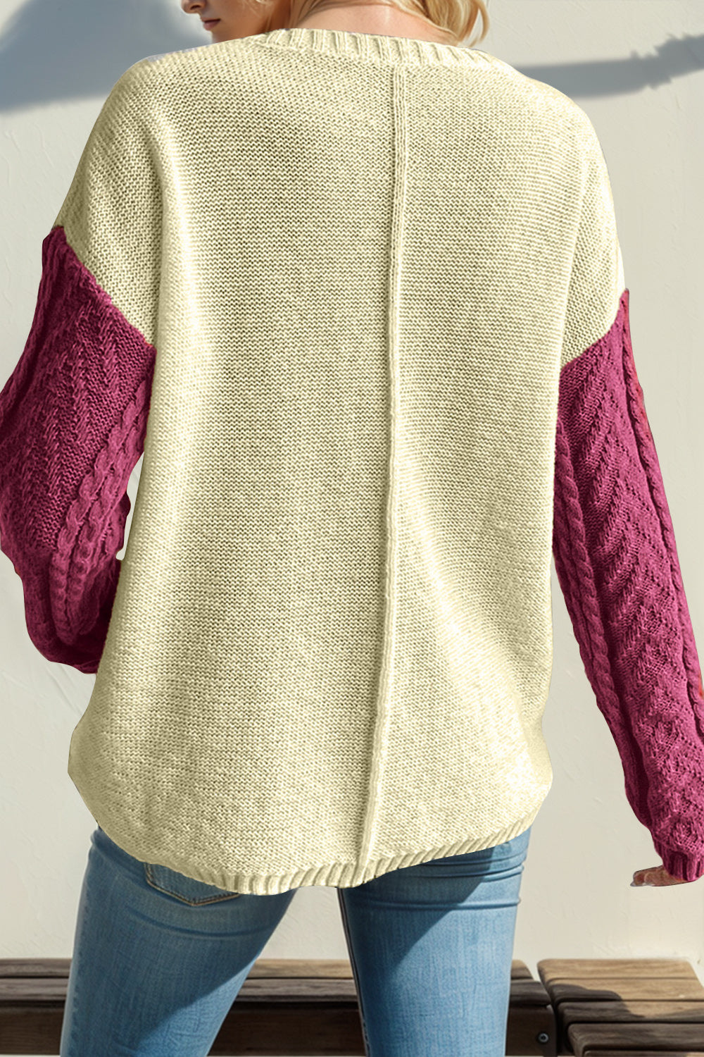 Double Take Color Block Drop Shoulder Sweater