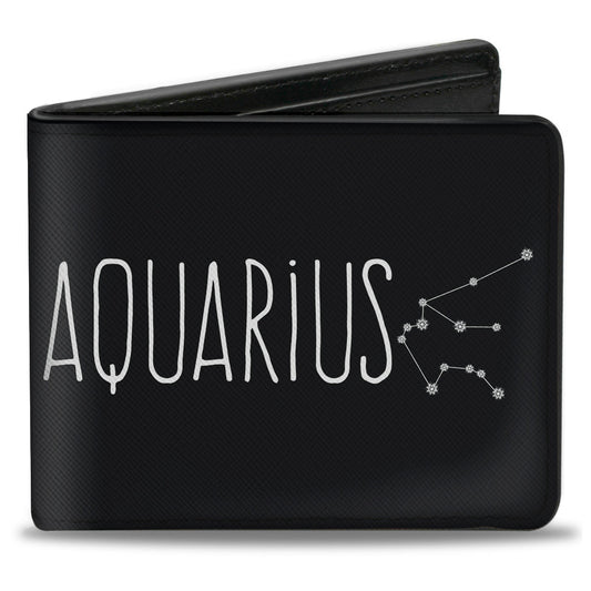 Bi-Fold Wallet - Zodiac AQUARIUS Constellation Black White