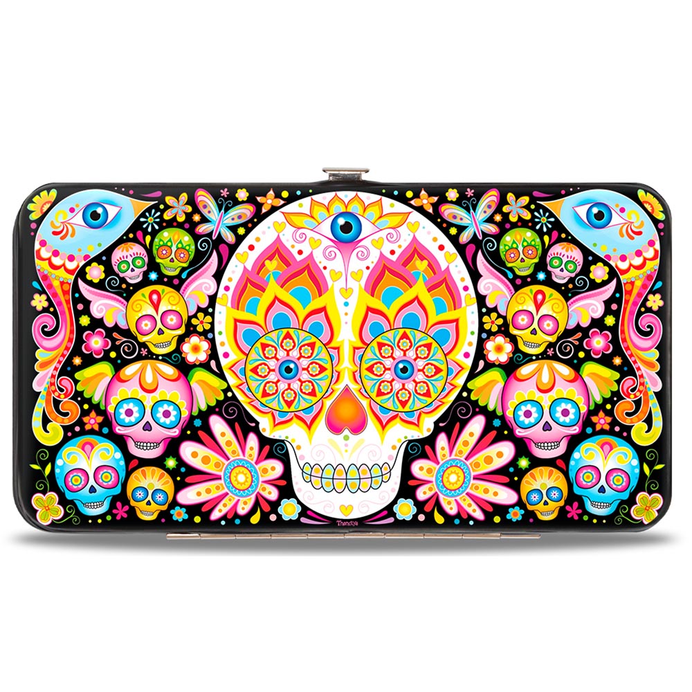 Hinged Wallet - Illuminate Calaveras Black Multi Color