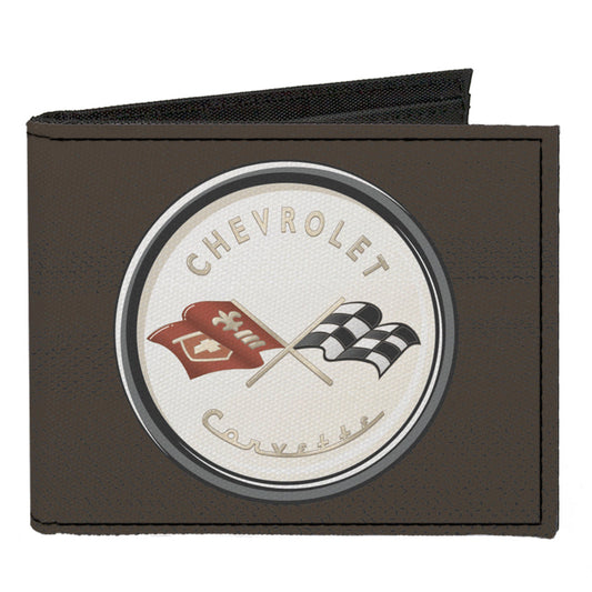 Canvas Bi-Fold Wallet - Corvette C1 Emblem Charcoal Gray