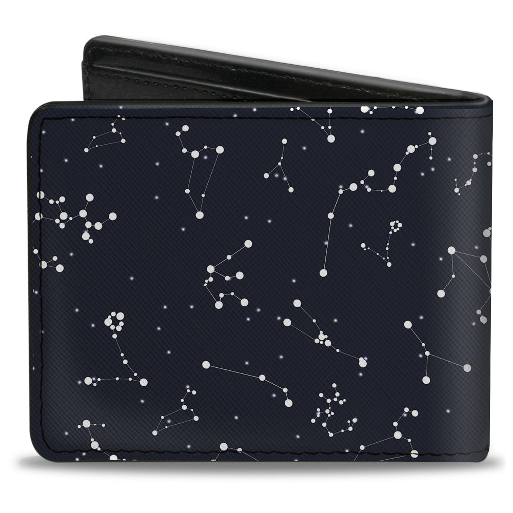 Bi-Fold Wallet - Zodiac Leo Symbol Constellations Black White