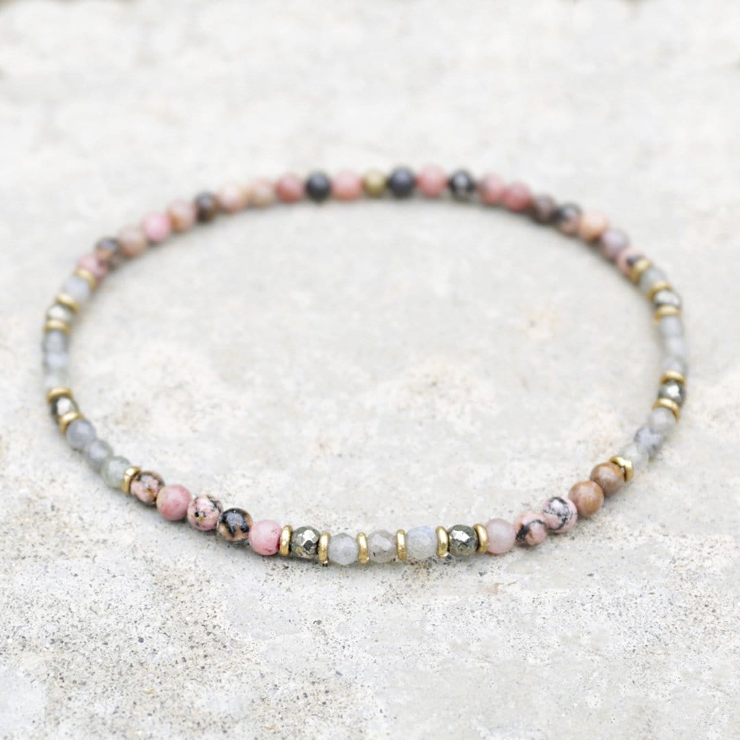 "Love and Serendipity" Rhodonite and Labradorite Anklet