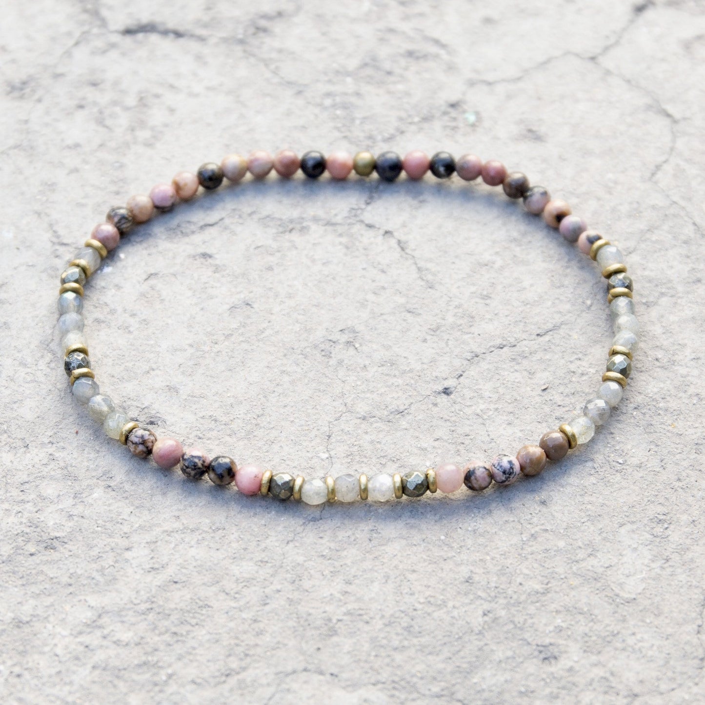 "Love and Serendipity" Rhodonite and Labradorite Anklet