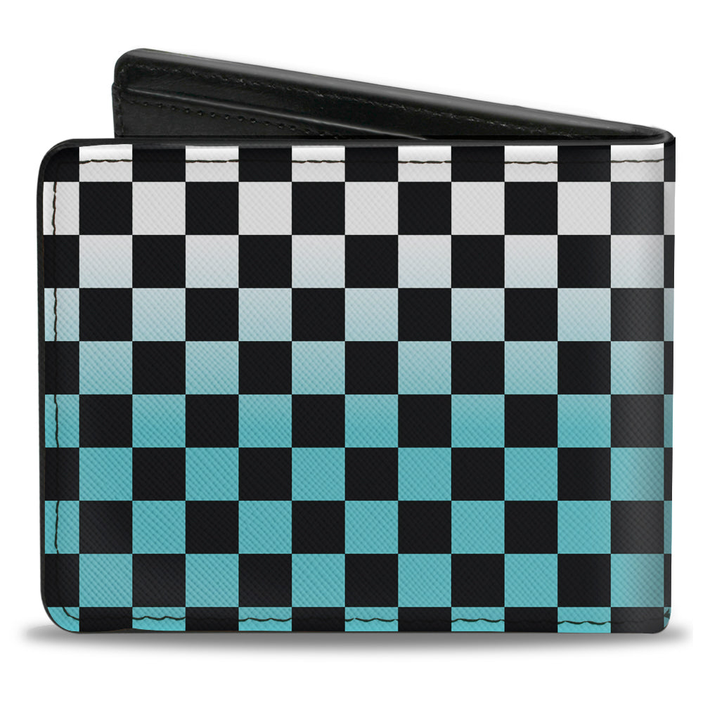 Bi-Fold Wallet - Checker Black Ombre Turquoise