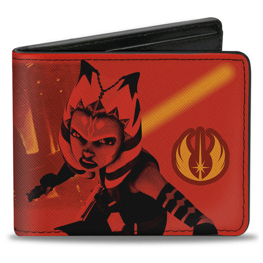 Bi-Fold Wallet - Star Wars The Clone Wars Ahsoka JEDI KNIGHT Action Pose Oranges