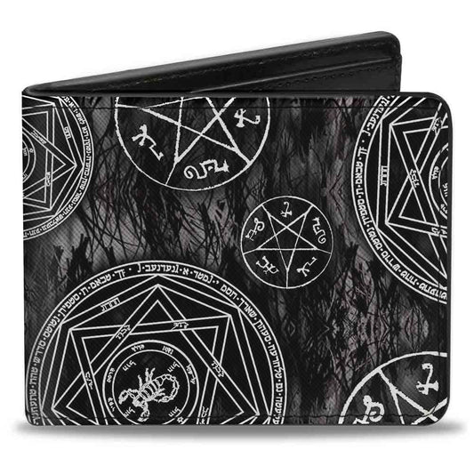 Bi-Fold Wallet - Supernatural Devil's Trap Pentagrams Grays Black White